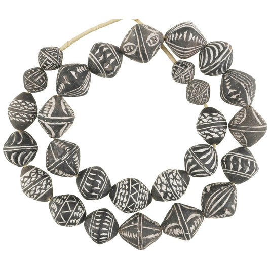 Handmade African Spindle Whorls - Mali Clay Beads With Etched Designs