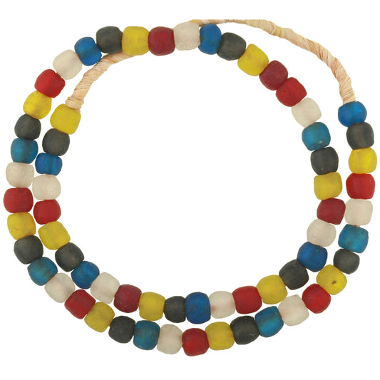 New Krobo Glass Beads Strand - Handmade African Recycled Beads
