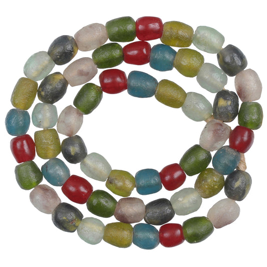 Handmade 10Mm Krobo Powder Glass Beads, African Trade Beads Strand