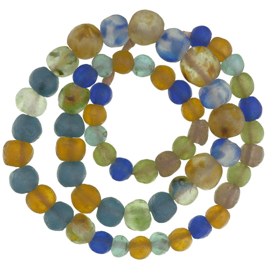 Translucent African Trade Beads - Krobo Recycled Glass Beads, 10-16Mm