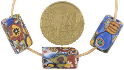Antique Multimurrine Millefiori Venetian Mosaic Glass Trade Beads - alternate view