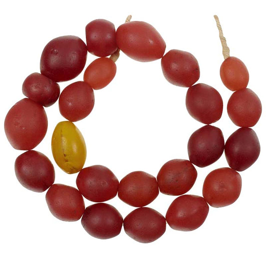 Vintage Bohemian Glass African Trade Beads Oval 15-23Mm