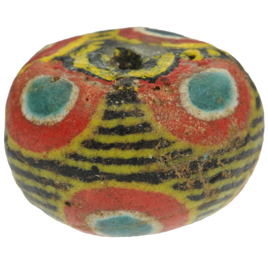 Large Old Polychrome Kiffa African Glass Trade Bead 14X10Mm