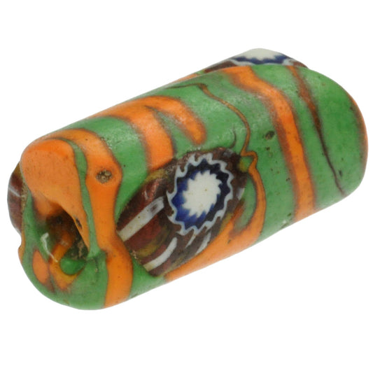 Rare Antique Venetian Millefiori Mosaic Glass Trade Bead, 19X10Mm