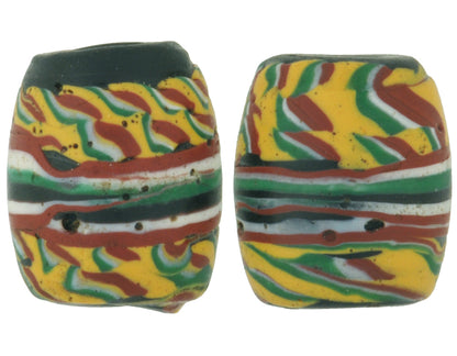 Rare Antique Banded Kente Fancy Venetian Wound Glass Trade Beads - alternate view