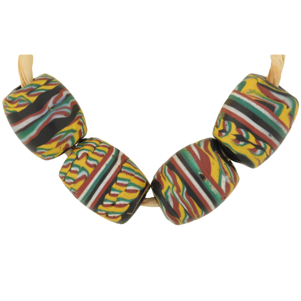 Beautiful Rare Antique "Kente" Fancy Venetian Lampwork Glass Trade Beads