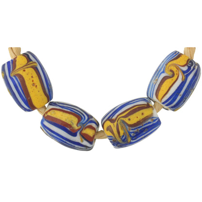 Rare Antique Fancy Venetian Lampwork Glass Trade Beads With Trail Decor