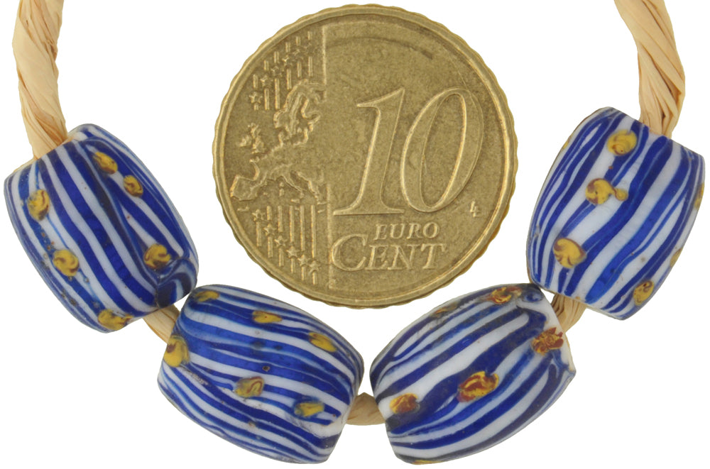 Rare Antique Fancy Venetian Lampwork Glass Trade Beads With Trail Decor - alternate view