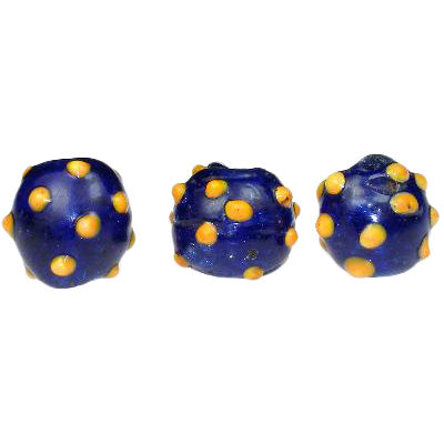 Rare Translucent Cobalt Blue Raised "Eye" Venetian Wound Glass Trade Beads