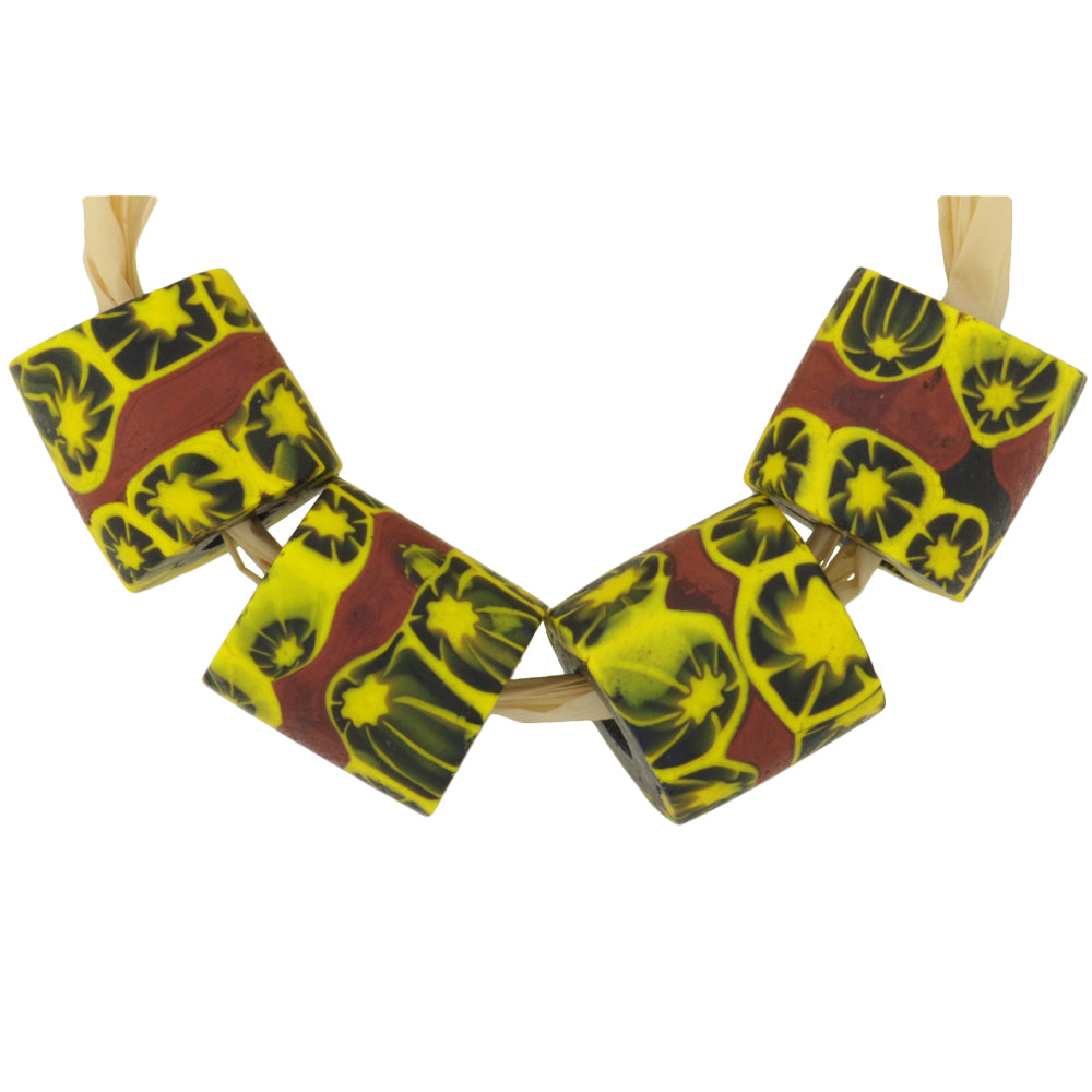 Rare Antique Banded Millefiori Venetian Mosaic African Trade Beads 11Mm