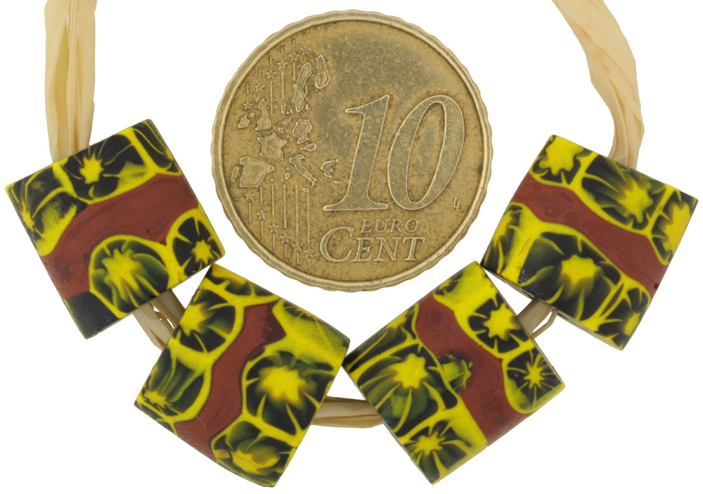 Rare Antique Banded Millefiori Venetian Mosaic African Trade Beads 11Mm - alternate view