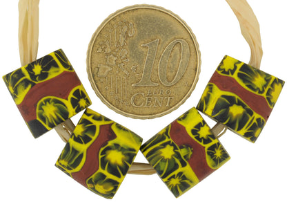 Rare Antique Banded Millefiori Venetian Mosaic African Trade Beads 11Mm - alternate view