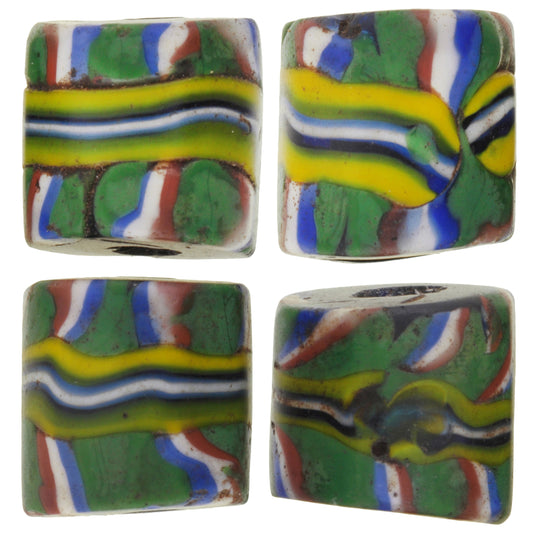 Antique Banded Millefiori Venetian Mosaic Glass African Trade Beads, 12Mm