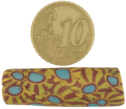 Rare Large Antique Millefiori Venetian Mosaic Glass Trade Bead - zoomed-in detail