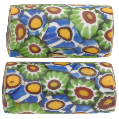 Rare Antique Venetian Millefiori African Trade Beads Pair - Mosaic Glass