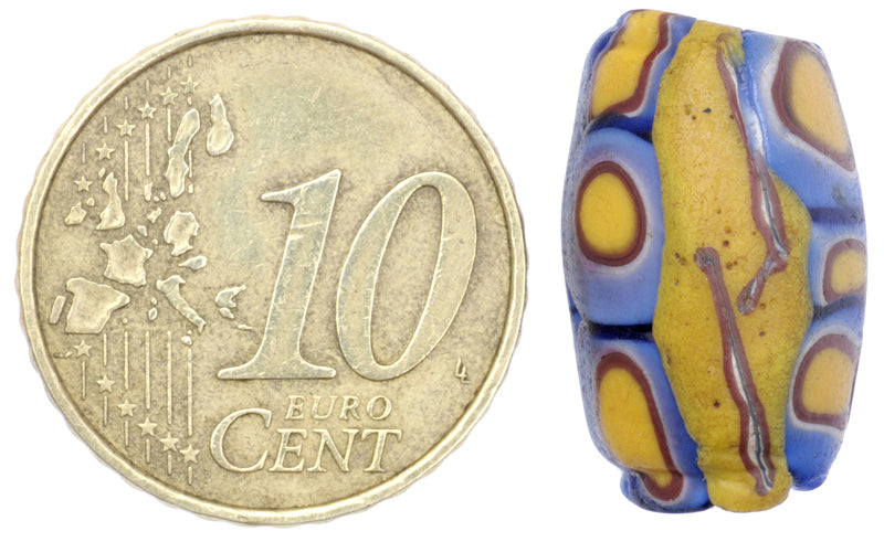 Rare Antique Large Oval Venetian Millefiori Trade Bead, African Glass Bead - close-up