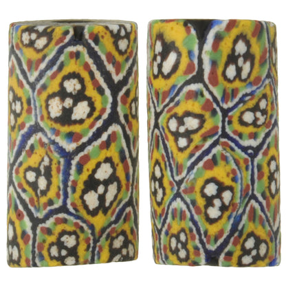 Rare Antique Large Millefiori Mosaic Glass Trade Beads - 20X10Mm
