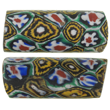 Antique Large Millefiori Venetian Mosaic Glass Trade Beads - African Trade