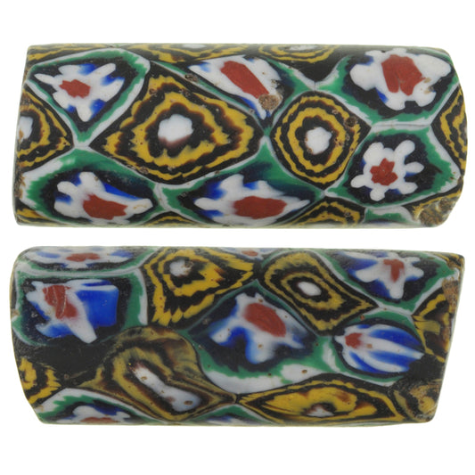 Antique Large Millefiori Venetian Mosaic Glass Trade Beads - African Trade