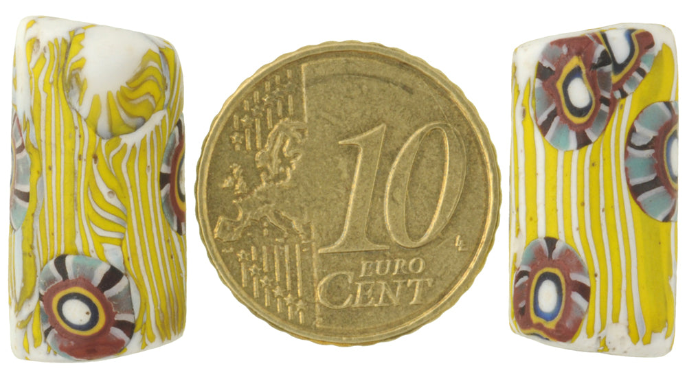 Antique Venetian Millefiori Glass Trade Beads, African Mosaic Pair 21Mm - alternate view