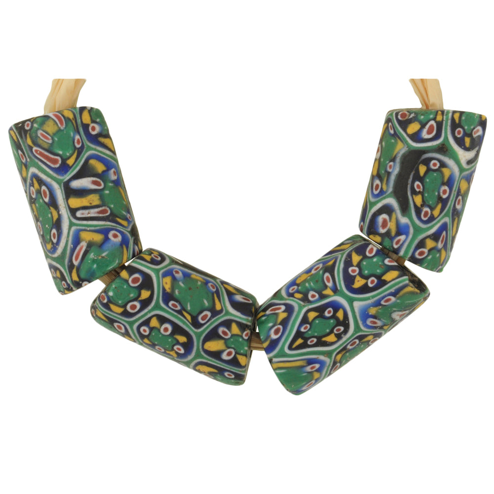 Beautiful Rare Antique Millefiori Venetian Mosaic Glass Trade Beads, 15-16Mm