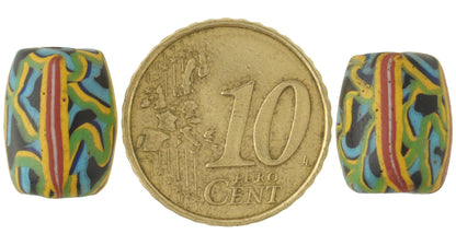 Rare Antique Venetian Lampwork Trade Beads - Fancy Wound Glass Beads - close-up