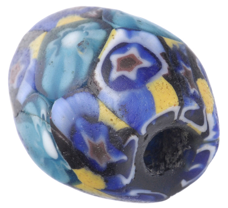 Rare Antique Oval Venetian Millefiori Mosaic Trade Bead, 15X12Mm - alternate view