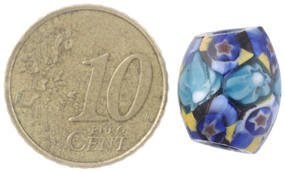 Rare Antique Oval Venetian Millefiori Mosaic Trade Bead, 15X12Mm - close-up