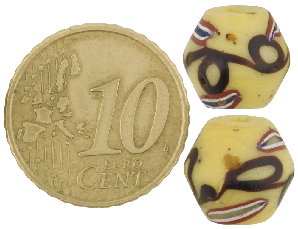 Rare Antique Yellow Bicone "King" Venetian Lampwork Glass Trade Beads - alternate view