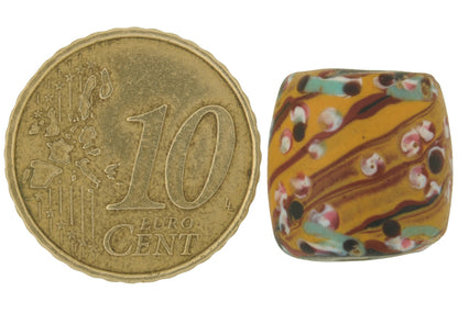 Beautiful Antique Floral/Fancy Venetian Glass Trade Bead - 14X13Mm - close-up