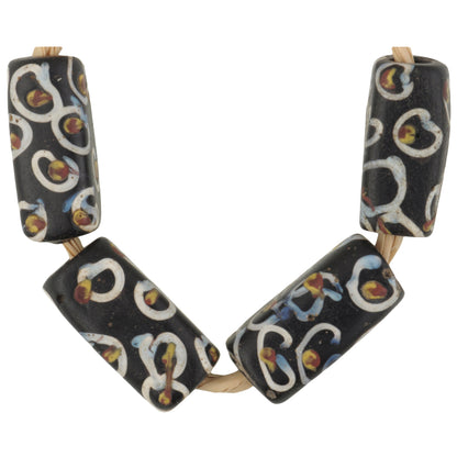 Antique Venetian Eye Fancy Lampwork Glass Trade Beads - Rectangular, 1800S