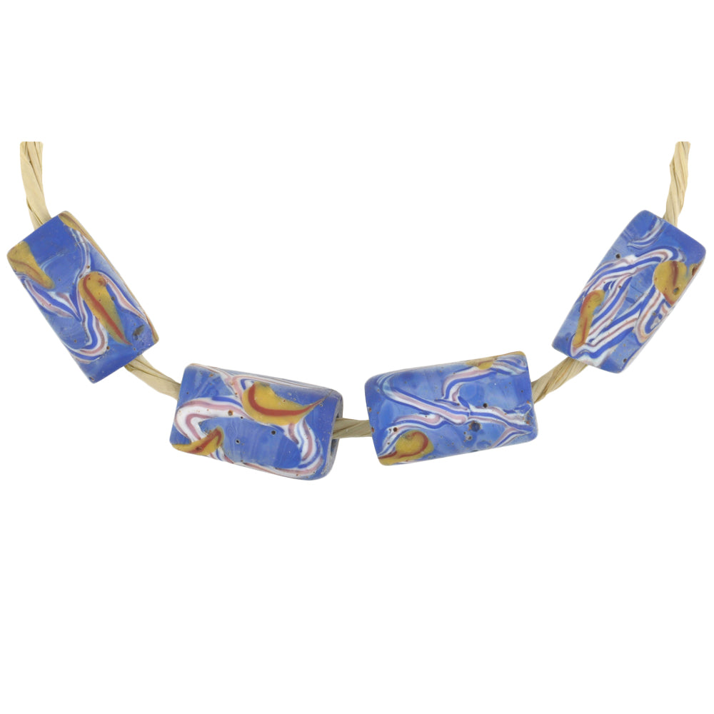 Antique Rectangular Fancy Venetian Lampwork Glass Trade Beads - African Trade