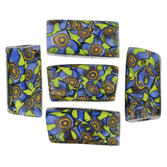 Rare Antique Rectangular Venetian Millefiori Mosaic Glass Trade Beads