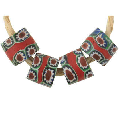 Antique Red Banded Millefiori African Trade Beads, Venice, 1900S