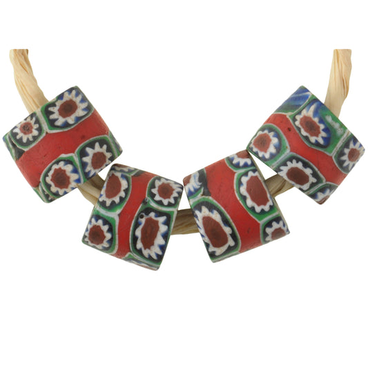 Antique Red Banded Millefiori African Trade Beads, Venice, 1900S