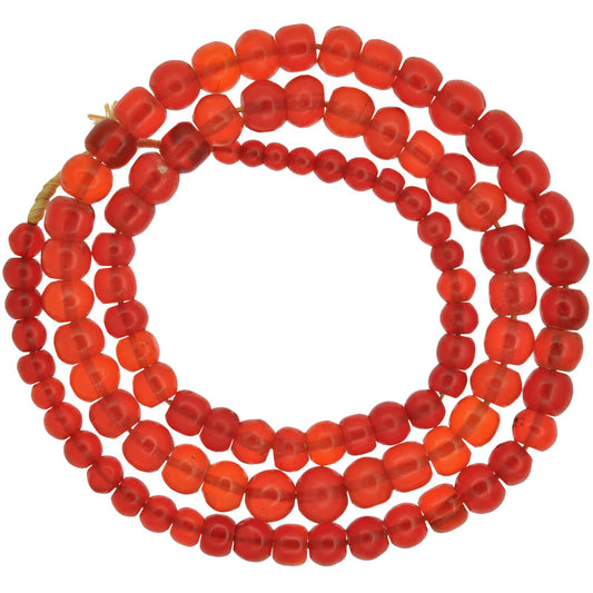 Vintage African Trade Beads: Round Translucent Red Bohemian Glass