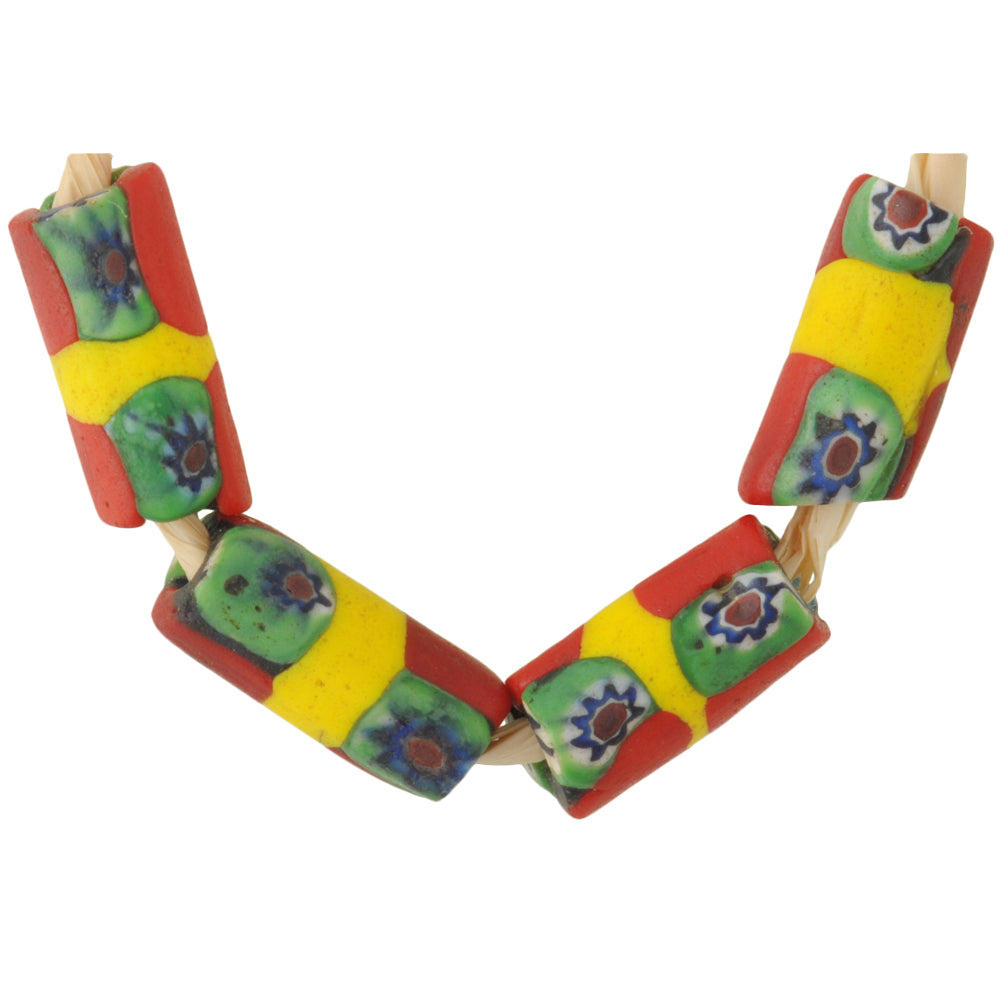 Antique Banded Millefiori Venetian Glass Trade Beads, 16X7Mm
