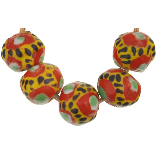 Large Polychrome Kiffa Beads - African Handmade Glass Trade Beads