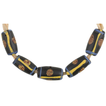 Antique Black Fancy Venetian Lampwork Trade Beads 12-13Mm, African Trade