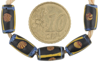 Antique Black Fancy Venetian Lampwork Trade Beads 12-13Mm, African Trade - alternate view