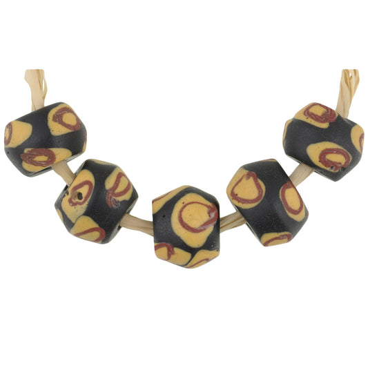 Antique Black Bicone "King" Venetian Lampwork Trade Beads, 1800S-1900S