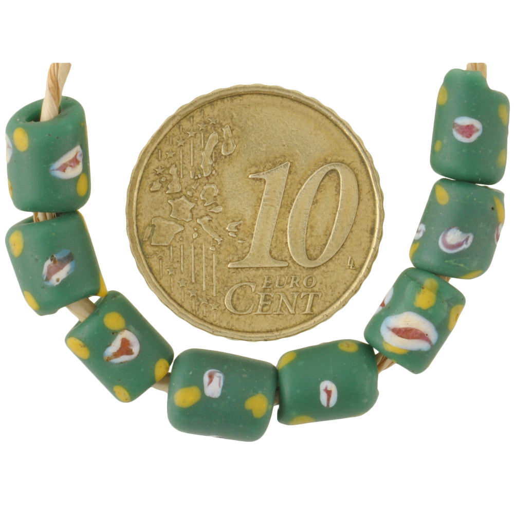 Antique Green "Fancy" Venetian Lampwork Glass Trade Beads 7X6Mm - African Trade