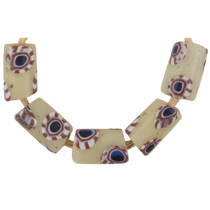 Antique Venetian Millefiori Mosaic Glass African Trade Beads - angled shot