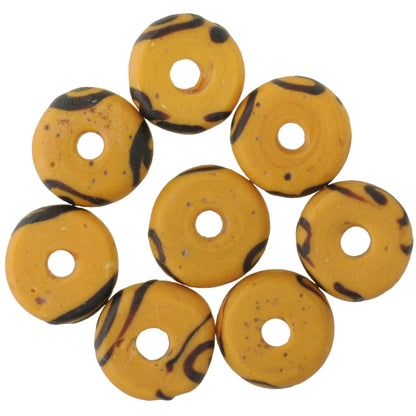 Small Yellow Disk Venetian African Trade Beads, Antique Lampwork Glass