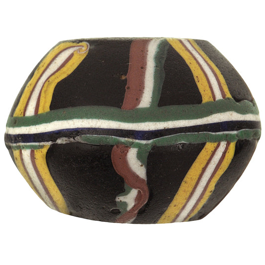 Rare Antique Black Bicone Venetian Lampwork Glass Trade Bead