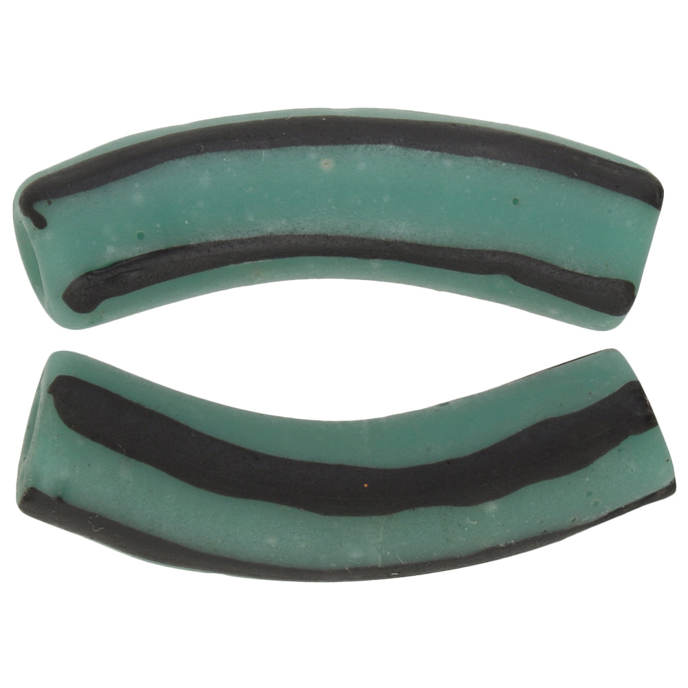 Rare Old Striped Trail Decorated Elbow Fancy Venetian Lampwork Trade Beads