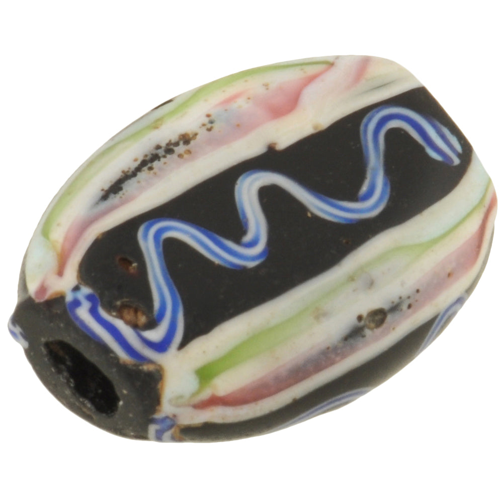 Antique Tabular Black Fancy Venetian Wound Glass African Trade Bead Sb-30405