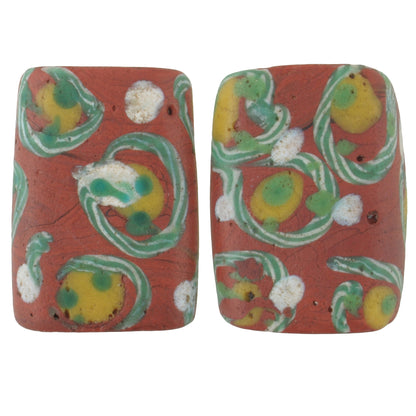 Antique Rare Tabular Brick Venetian Lampwork Glass Trade Beads, 1800S-1900S