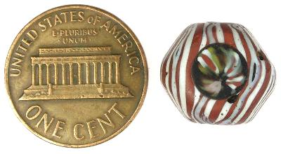 Rare Tabular Venetian Millefiori Bead - Antique African Trade Bead - close-up