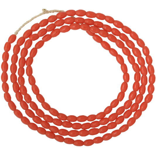 Old Bohemian Molded Oval Czech Glass Trade Beads, 4Mm, 31.5"